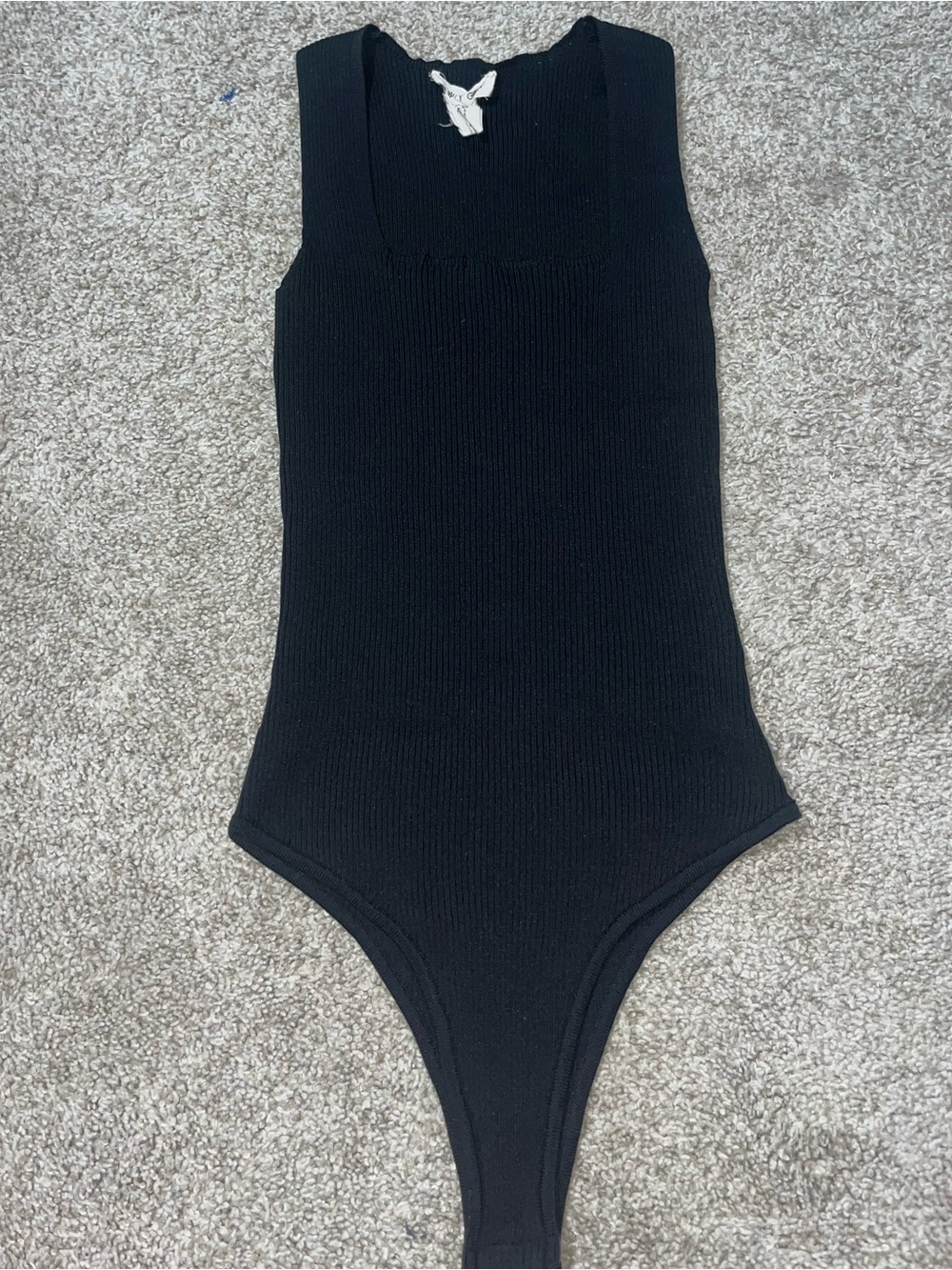 Women’s Black Ribbed One-Piece Bodysuit